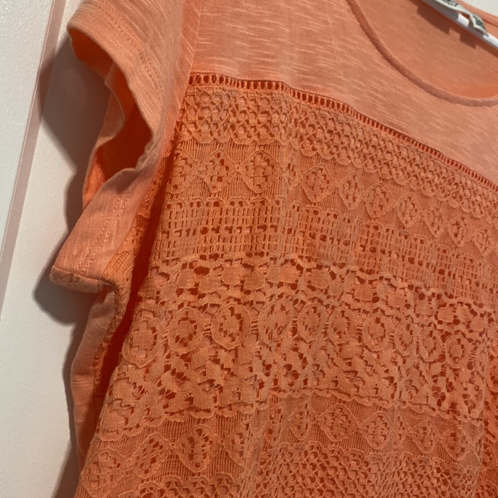 CATO Women’sShort Sleeve Lace / Patchwork look Top |Size 18/20W - Picture 6 of 7